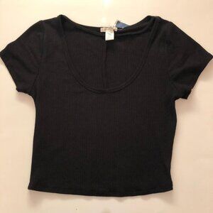 Bozzolo, Black, short sleeved, cropped, scoop neck, jersey, Size: medium, NWT